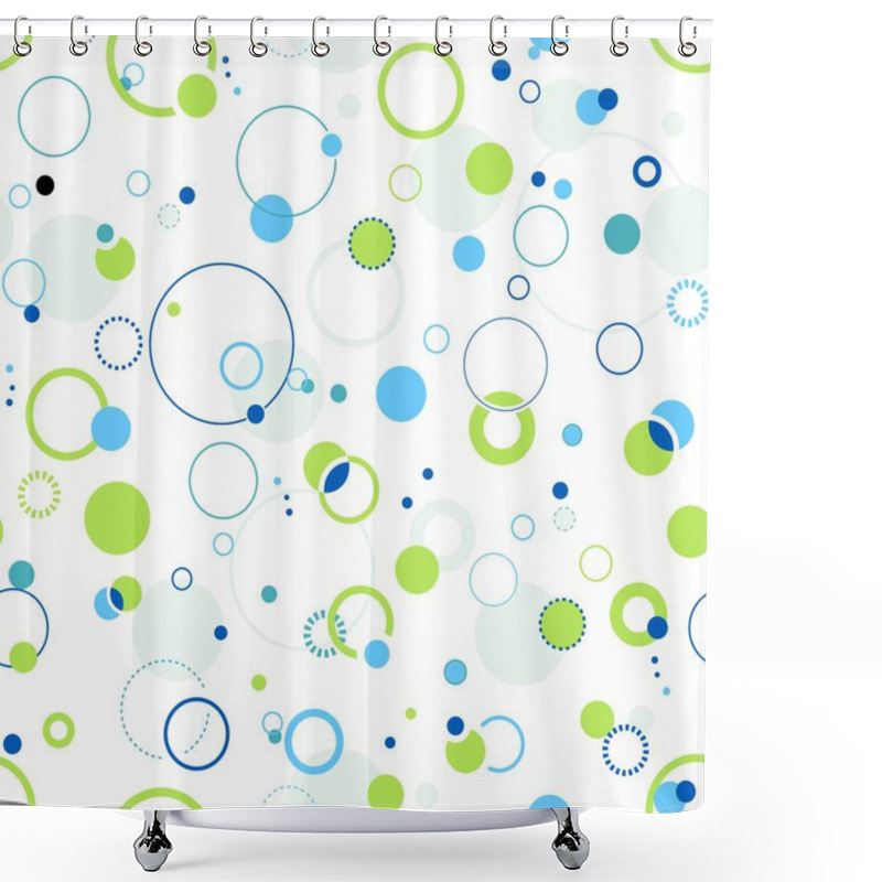 Personality  Green And Blue Seamless Dots And Circle Pattern Shower Curtains