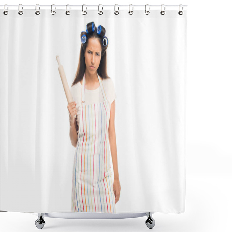 Personality  Angry Housewife With Rolling Pin Shower Curtains