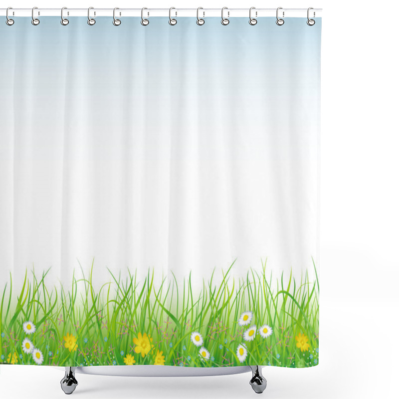 Personality  Background With The Grass And Flowers Shower Curtains