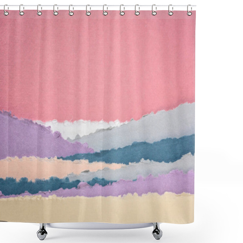 Personality  Landscape In Pink And Blue Tones  - A Collection Of Colorful Handmade Indian Papers Produced From Recycled Cotton Fabric Shower Curtains