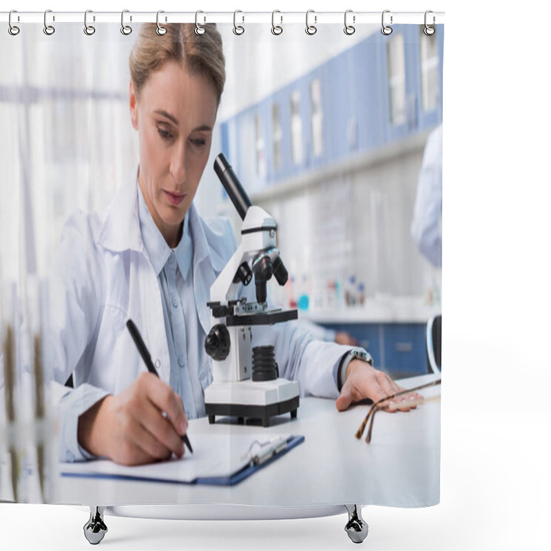 Personality  Lab Technician Taking Notes Shower Curtains