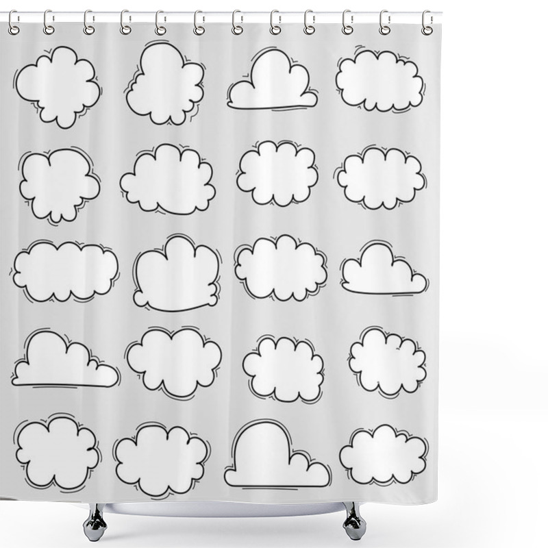 Personality  Hand Drawn Clouds Set. Shower Curtains