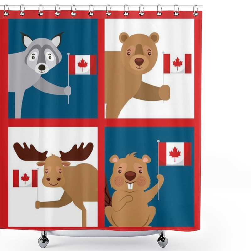 Personality  Canada Day Card Shower Curtains