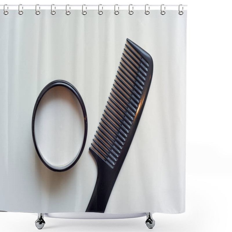 Personality  Men's Hair Product Paste With Black Comb Isolated On White Background Shower Curtains