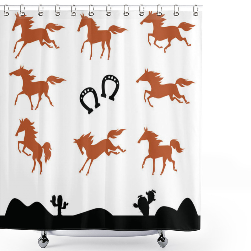 Personality  Collection Silhouettes Of Horses Shower Curtains