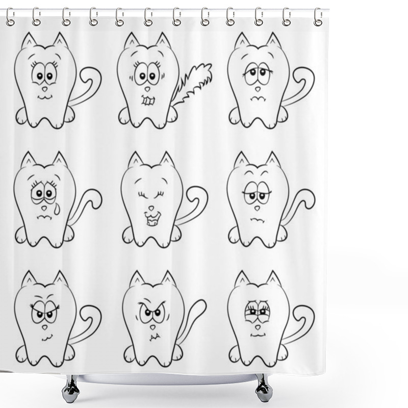 Personality  Cute Cats Emotions Shower Curtains