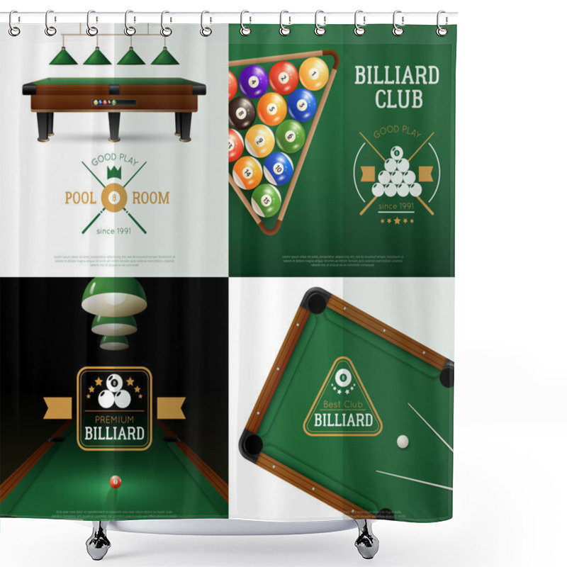 Personality  Billiards Concept Icons Set  Shower Curtains