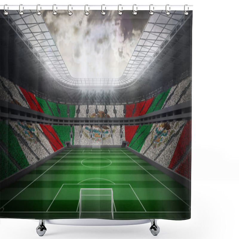 Personality  Mexican Flag Against Football Stadium Shower Curtains