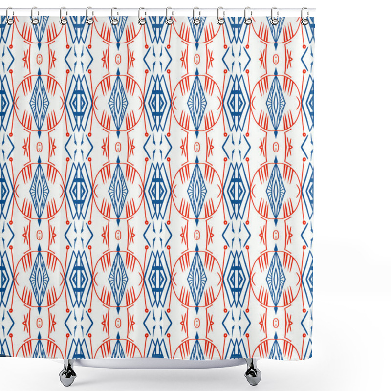 Personality  Geometric Pattern With Scandinavian Ethnic Motifs Shower Curtains