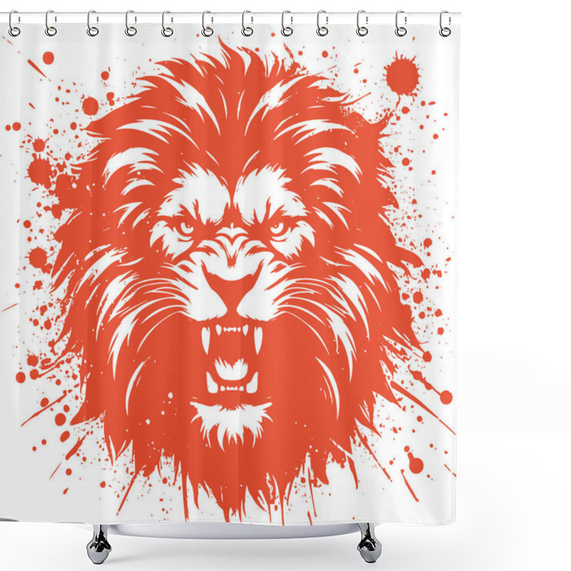 Personality  Vivid Orange Splatter Art Of A Roaring Lion's Face In Abstract Style Shower Curtains