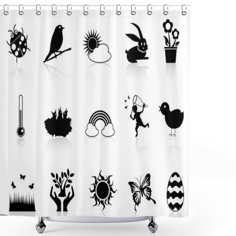 Personality  Spring Icons Set Shower Curtains