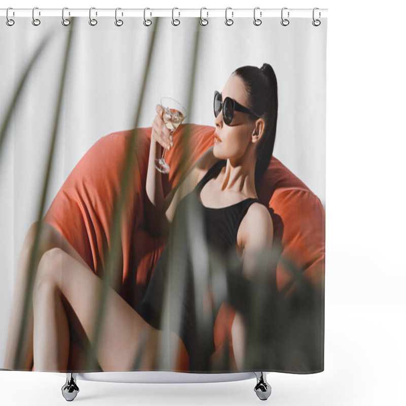 Personality  Woman Drinking Cocktail Shower Curtains