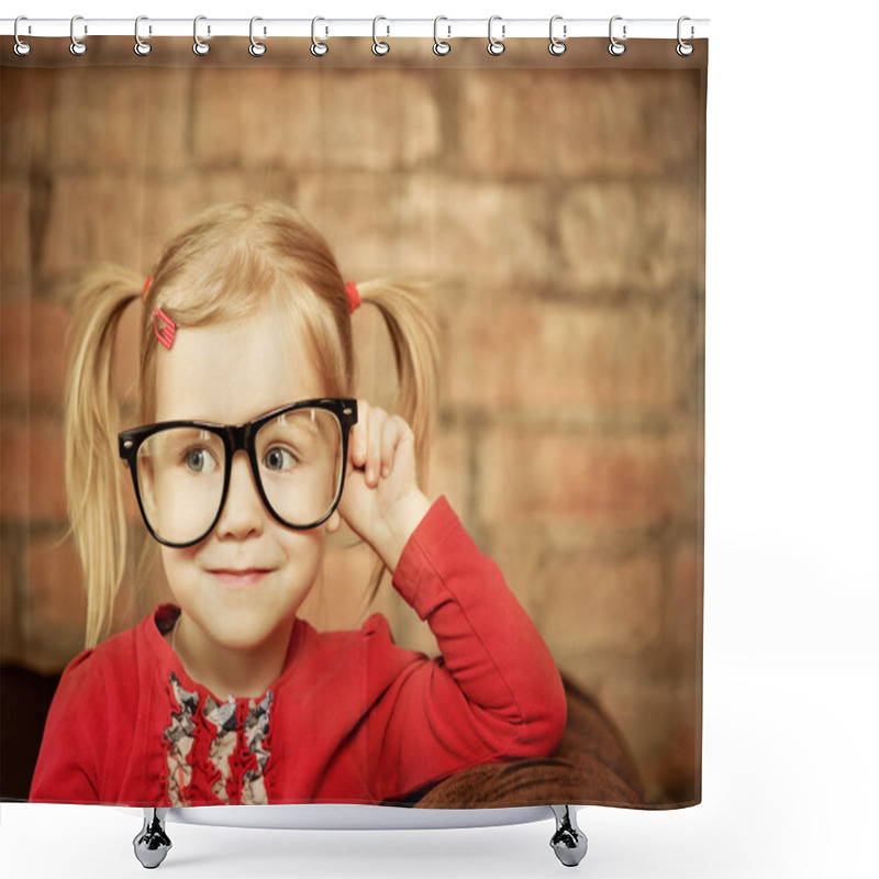 Personality  Funny Little Girl With Glasses Shower Curtains