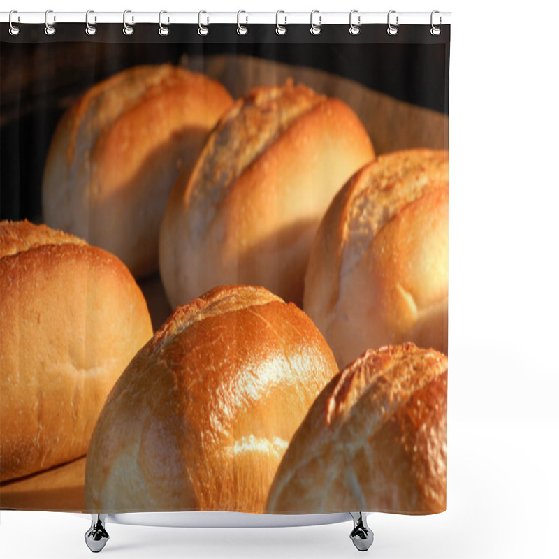 Personality  Fresh Bread Rolls In The Oven Shower Curtains