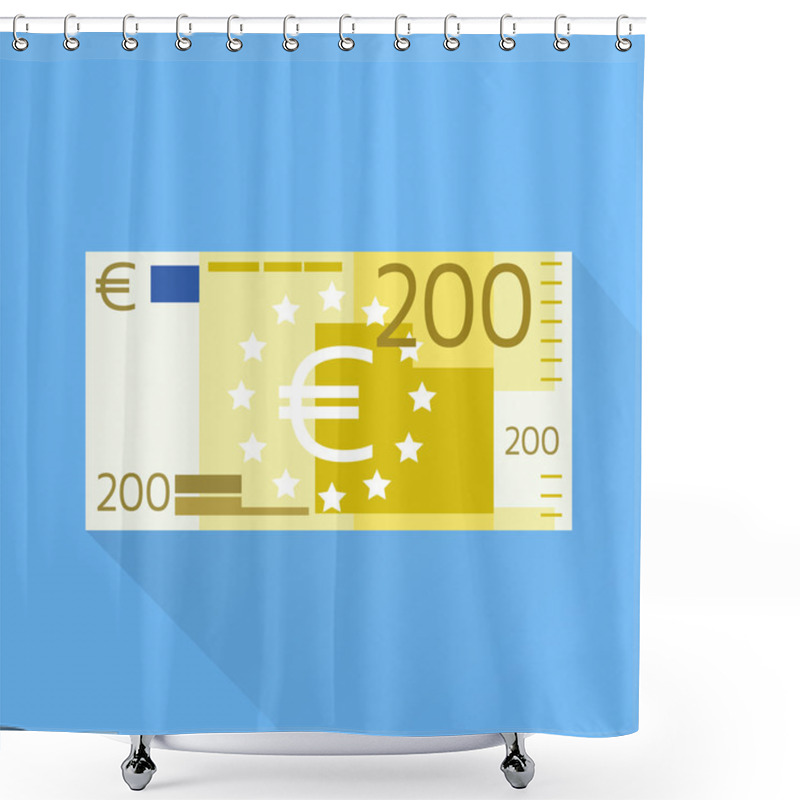 Personality  200 Euro Banknote Flat Design Shower Curtains