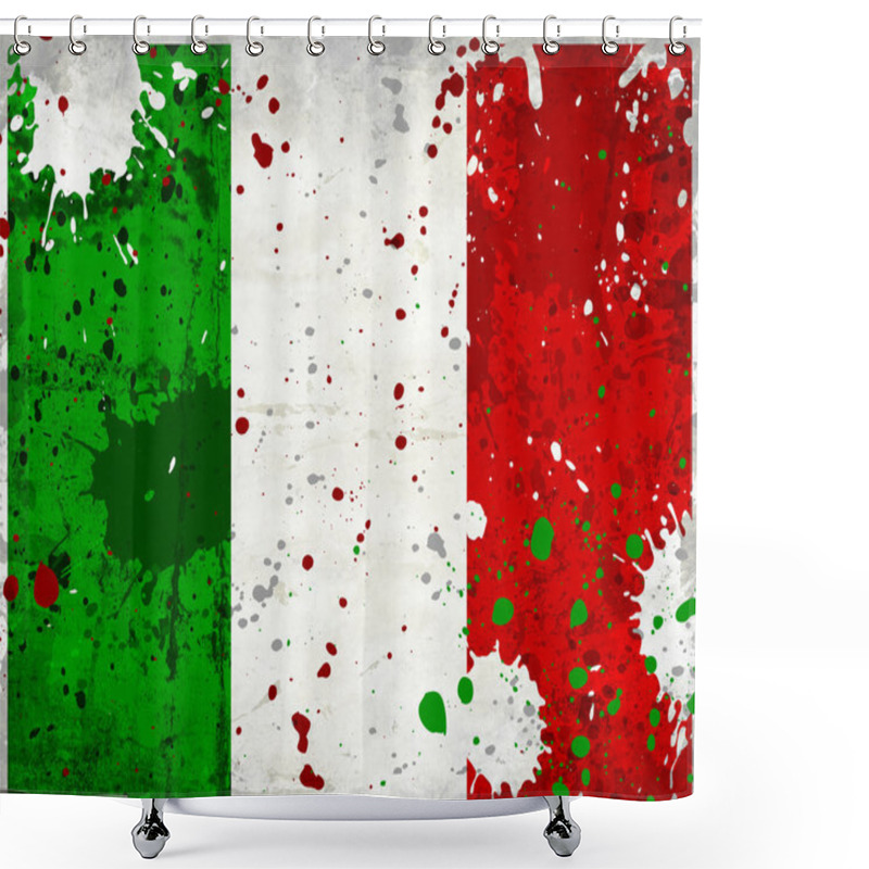 Personality  Grunge Italy Flag With Stains Shower Curtains