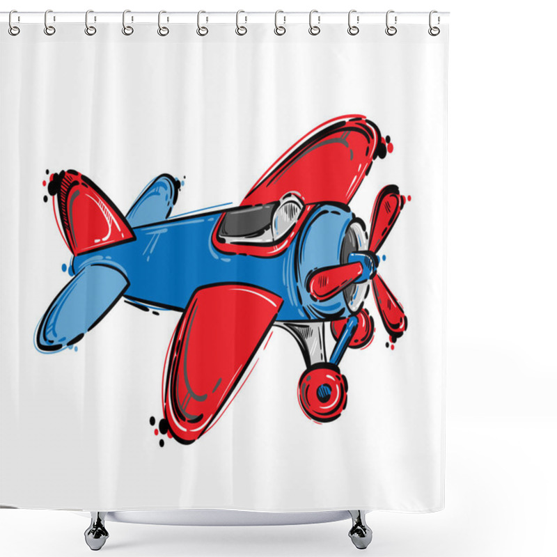 Personality  Vector Illustration With An Airplane. Shower Curtains