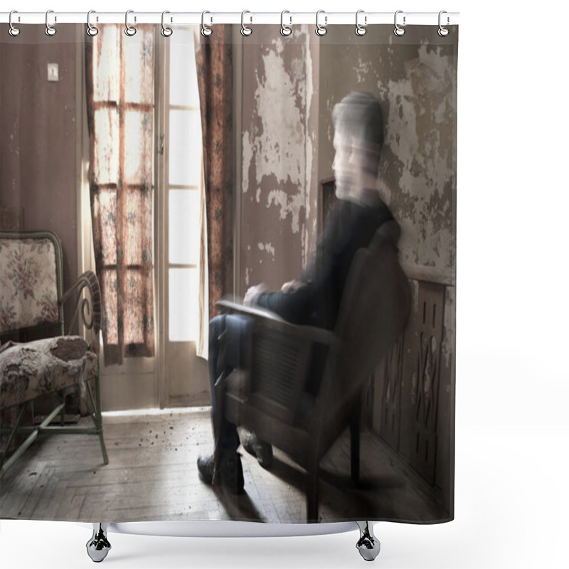 Personality  Man Sitting On Rocking Chair Shower Curtains