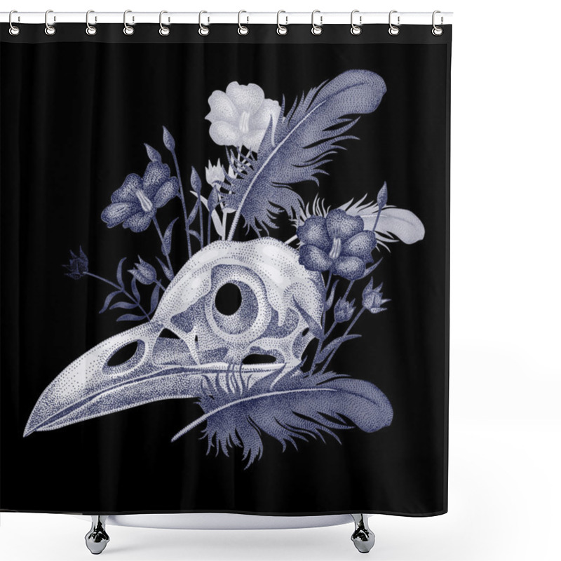 Personality  Illustration Skull Crow. Shower Curtains