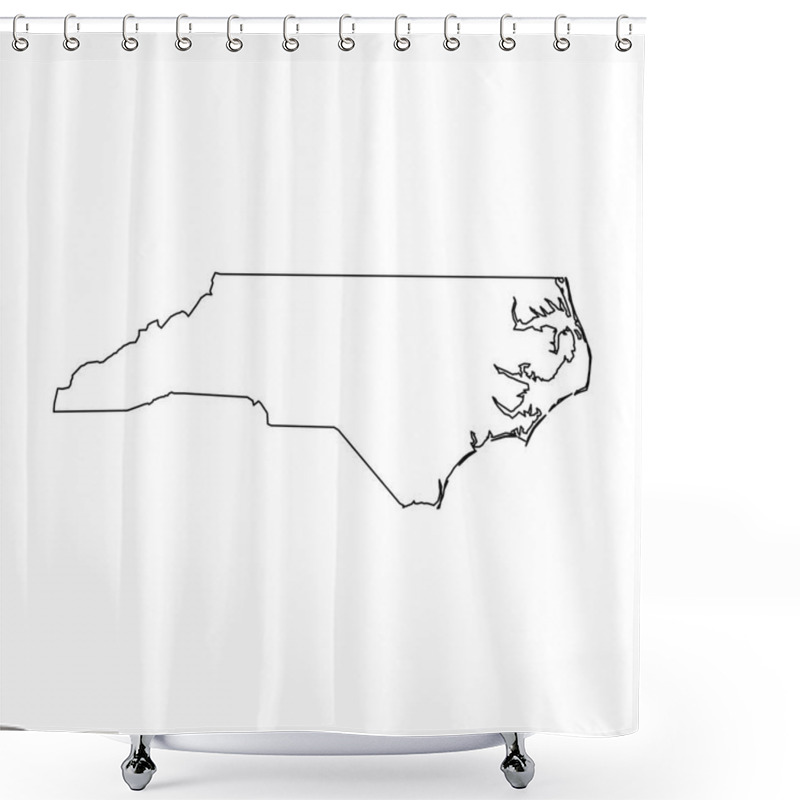 Personality  North Carolina, State Of USA - Solid Black Outline Map Of Country Area. Simple Flat Vector Illustration Shower Curtains