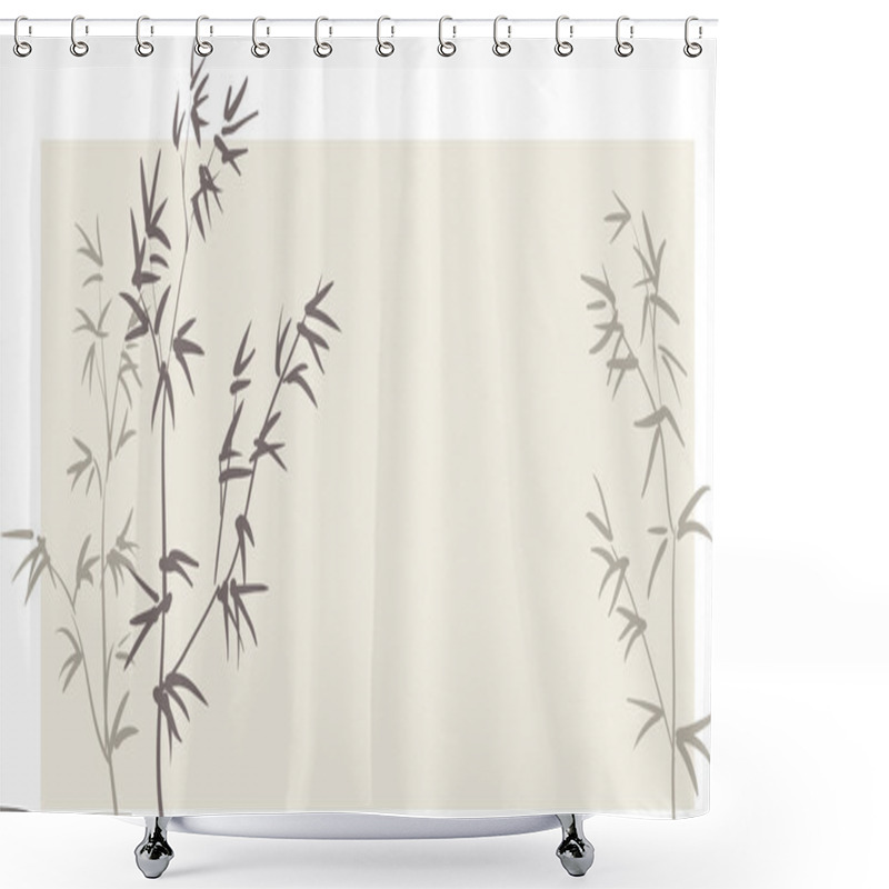 Personality  Chinese Bamboo Branches On Horizontal Background Shower Curtains