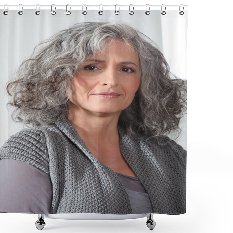 Personality  Portrait Of Middle-aged Woman Shower Curtains