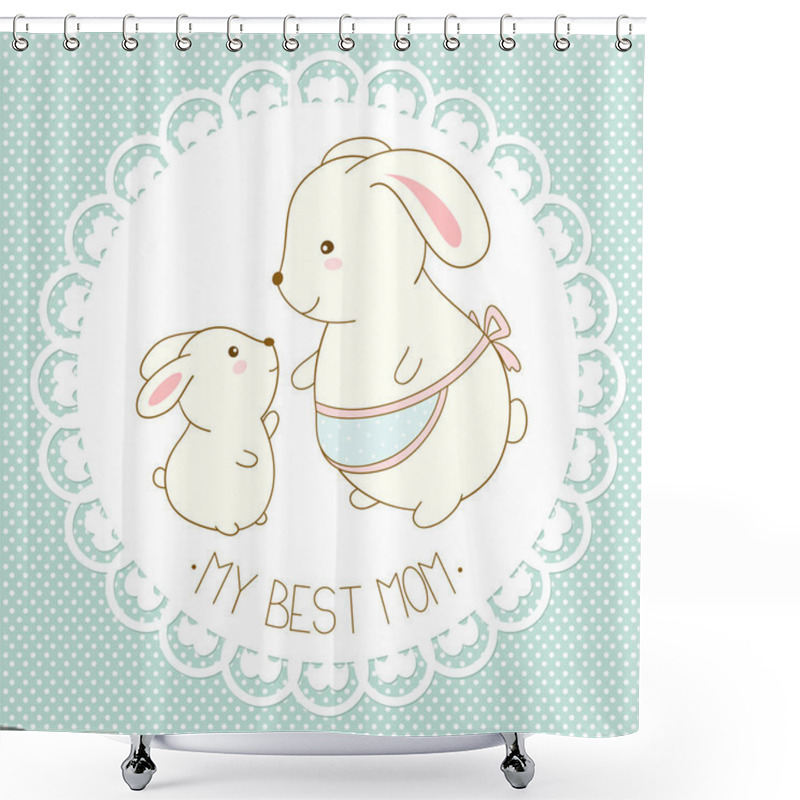 Personality  Vector Background With Cute Rabbits Shower Curtains