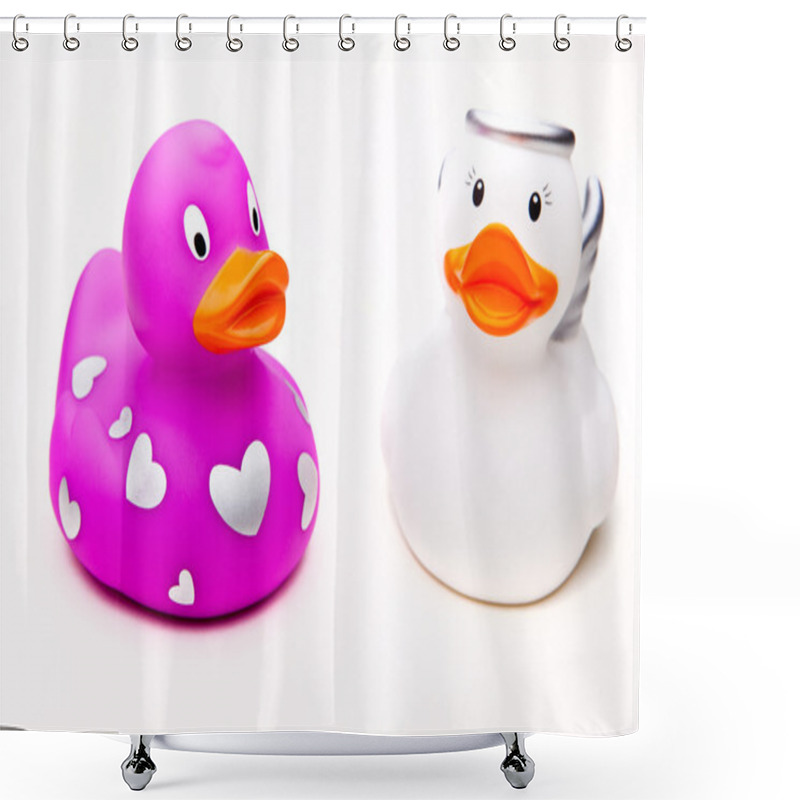 Personality  Children Rubber Duck Angel And Pink Shower Curtains