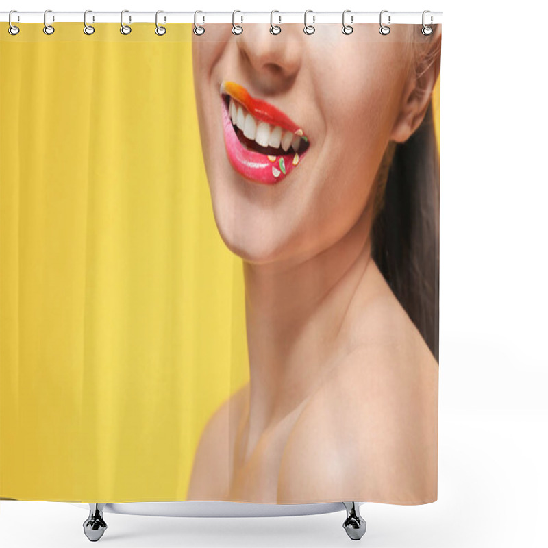 Personality  Woman With Creative Makeup Shower Curtains