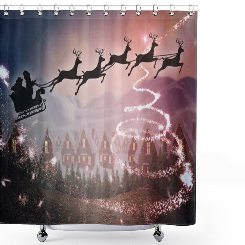 Personality  Silhouette Of Santa Claus And Reindeer Shower Curtains