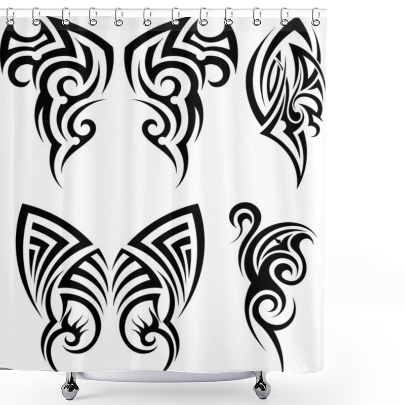 Personality  Set Of Tribal Tattoos Shower Curtains