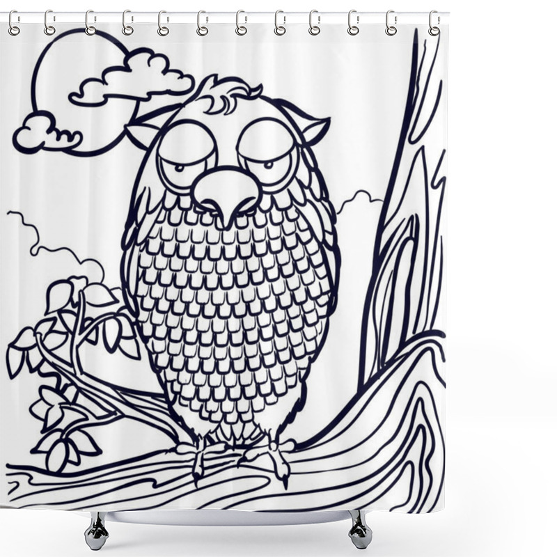 Personality  Owl Sitting On A Tree Branch, In Front Of The Moon Shower Curtains