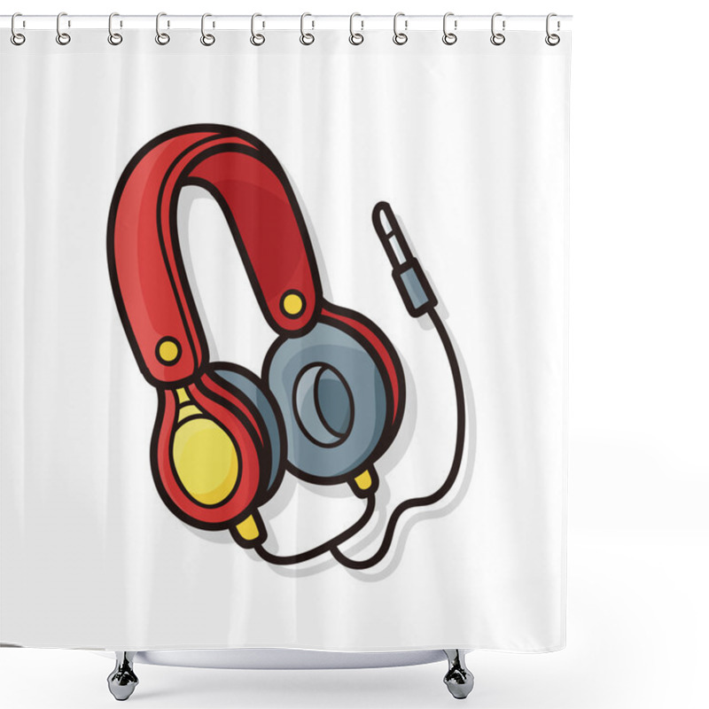 Personality  Headphone Doodle Shower Curtains