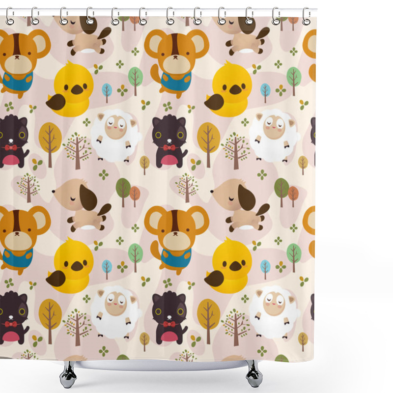 Personality  Cartoon Animal Seamless Pattern Shower Curtains