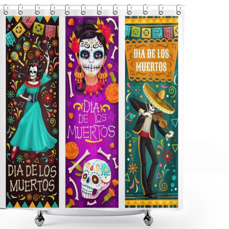 Personality  Mexican Dead Day Fiesta Party Dia De Los Muertos Shower Curtains