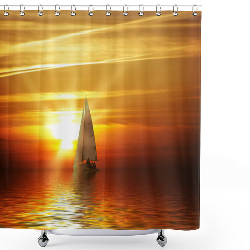 Personality  Sailing At Sunset Shower Curtains