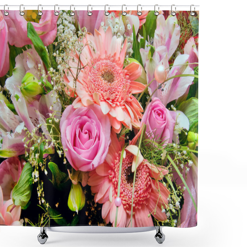 Personality  Huge Bouquet Of Various Pink Flowers Shower Curtains