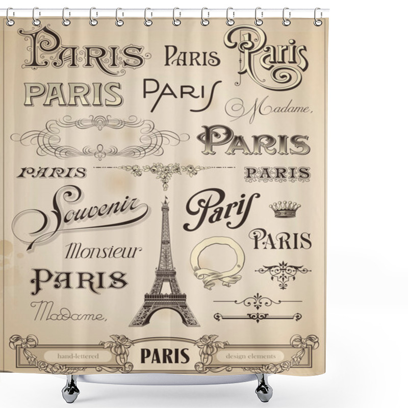 Personality  Paris Calligraphy Shower Curtains