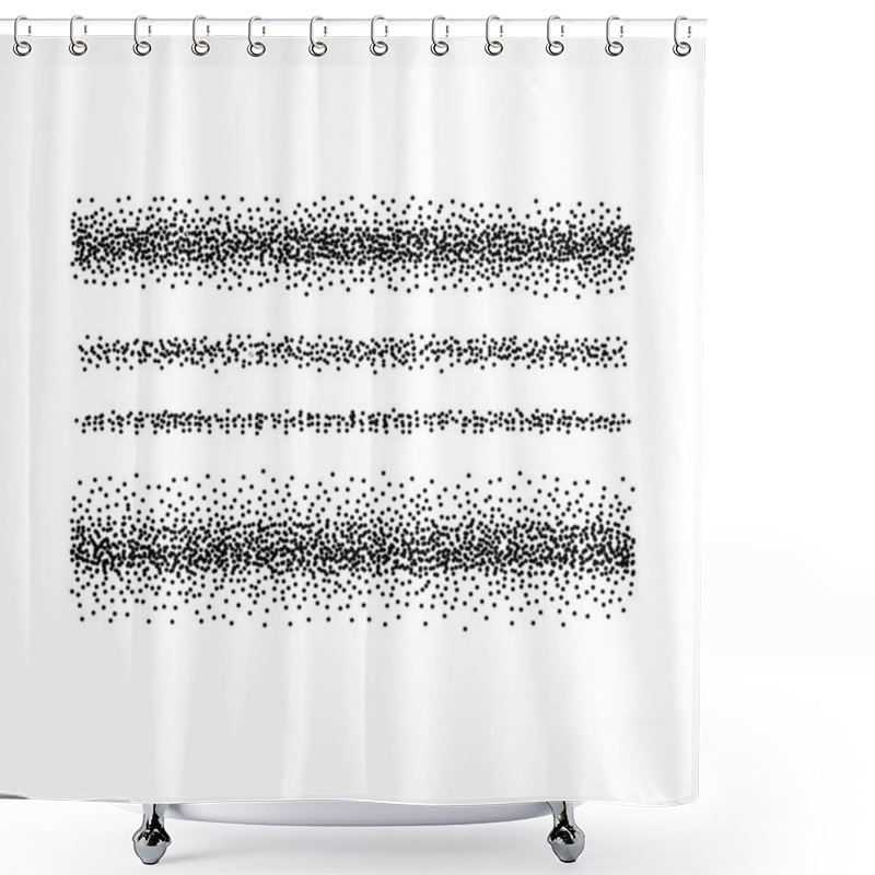 Personality  Set Of Texture Brushes In Pointillism Style, Vector Stipple Drawing Brushes On White Background Shower Curtains