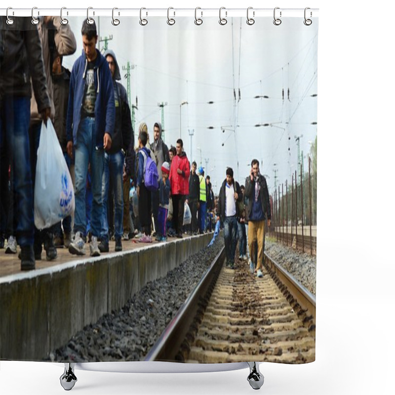 Personality  Refugees Leaving Hungary Shower Curtains