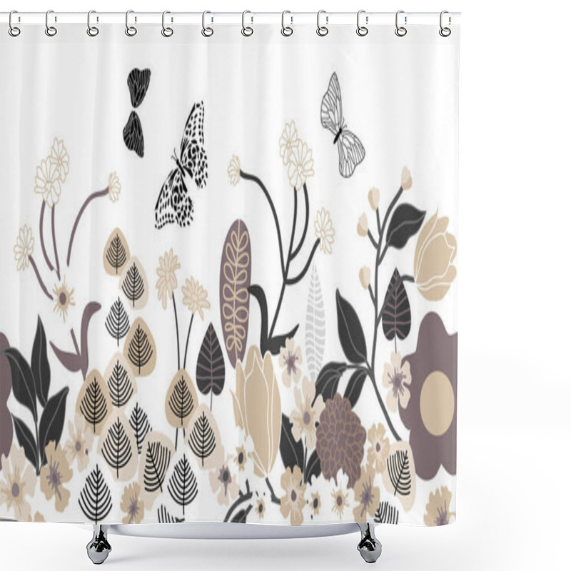 Personality  Seamless Vector Border With Japanese Motifs. Shower Curtains