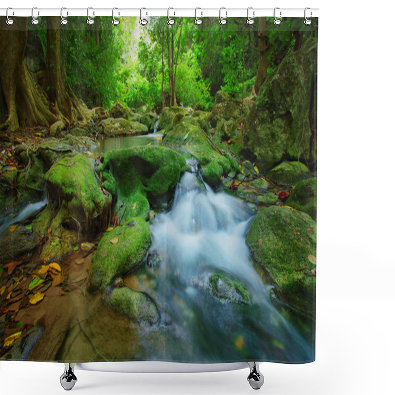 Personality  Waterfalls In Deep Forest ,natural Green Background Shower Curtains