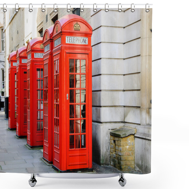 Personality  Five Traditional Red Phone Boxes Shower Curtains