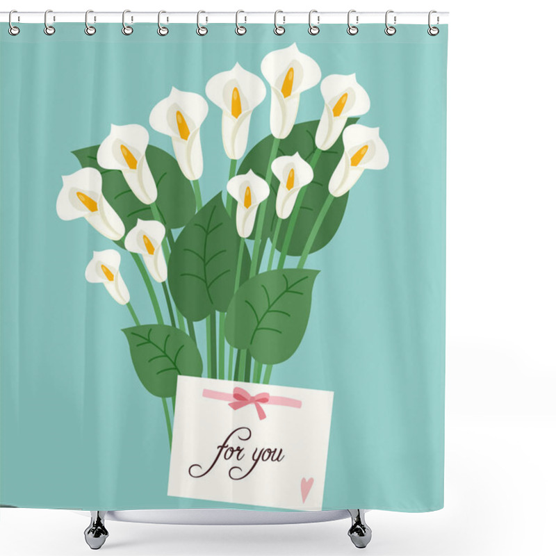 Personality  Romantic Greeting Card With A Bouquet Of Flowers. Vector Illustration. Shower Curtains