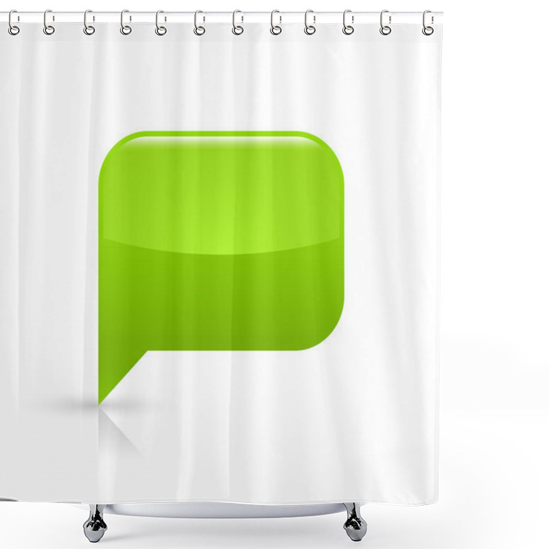 Personality  Green Glassy Empty Speech Bubble Web Button Icon Shower Curtains