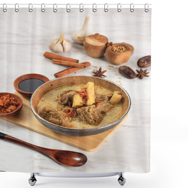 Personality  Gule Kambing Jawa Timur Or East Java Lamb Curry, Delicious Menu For Eid Al Adha. Usually Served With Sate Kambing (Mutton Skewers) Shower Curtains