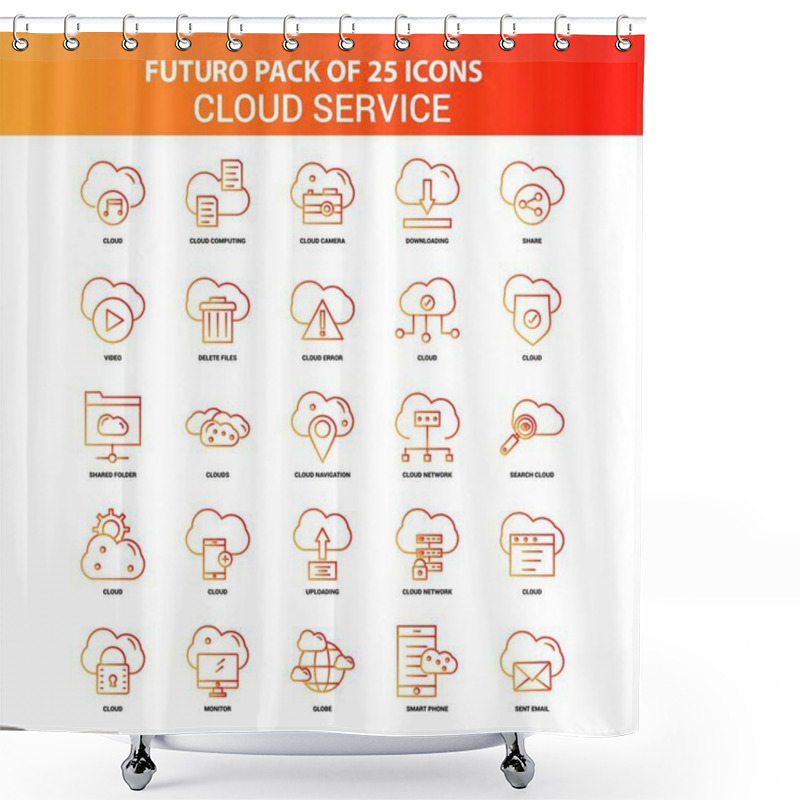 Personality  Orange Futuro 25 Cloud Service Icon Set Shower Curtains