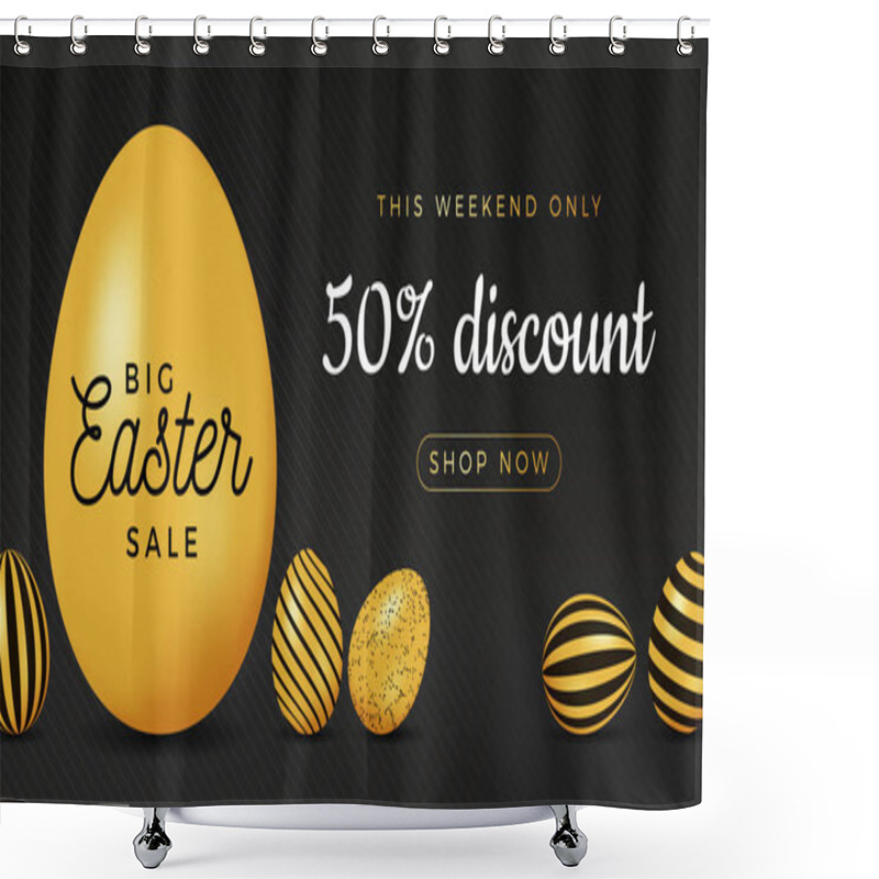 Personality  Easter Egg Horizontal Banner. Easter Big Sale Card With Big Gold Shower Curtains