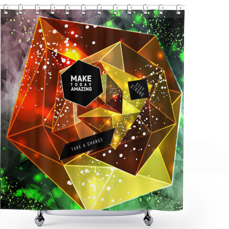 Personality  Polygonal Triangles And Space Background Shower Curtains