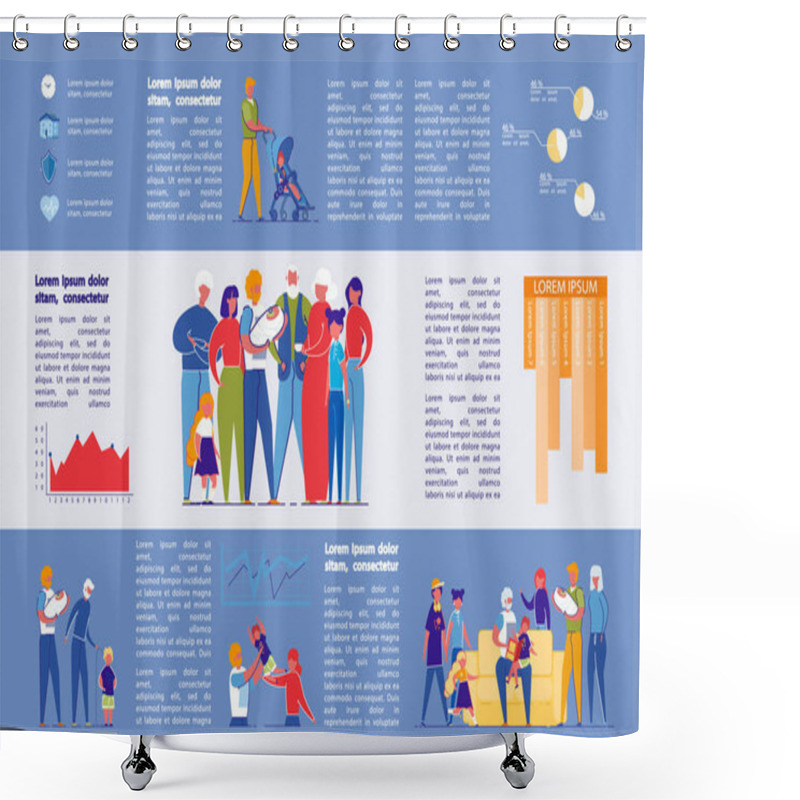 Personality  Different Families With Children Infographic. Shower Curtains